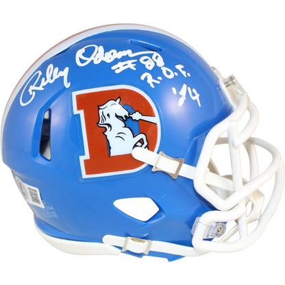 Riley Odoms Signed Denver Broncos Throwback Mini Helmet ROF 24