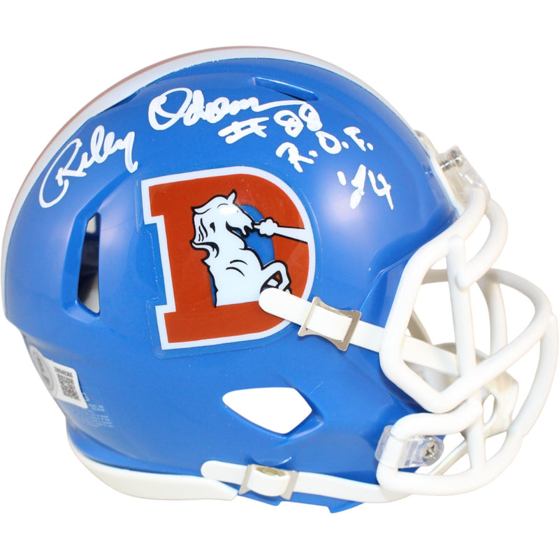 Riley Odoms Signed Denver Broncos Throwback Mini Helmet ROF 24