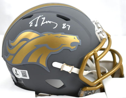 Ed McCaffrey Signed Denver Broncos Slate Speed Mini Helmet
