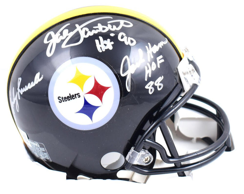 Jack Ham, Jack Lambert & Andy Russell Signed Steelers Mini Helmet