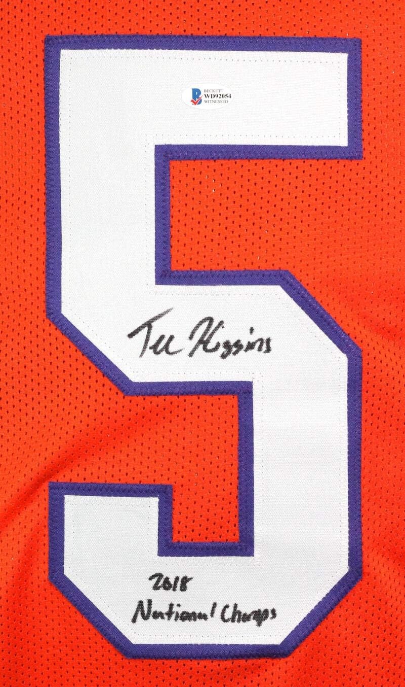 Tee Higgins Autographed Jersey - Orange Custom 2018 National Champs Insc