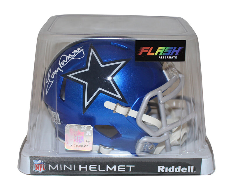 Tony Dorsett Autographed Dallas Cowboys Flash Mini Helmet (Beckett BAS)