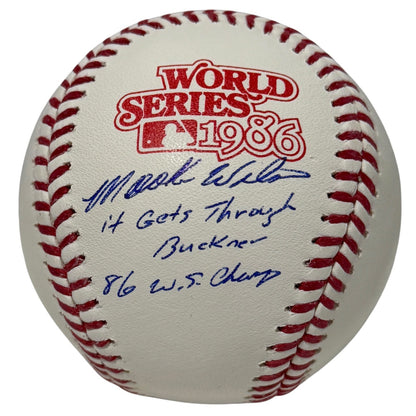 Mookie Wilson Signed 1986 World Series New York Mets Baseball (2 Inscriptions)