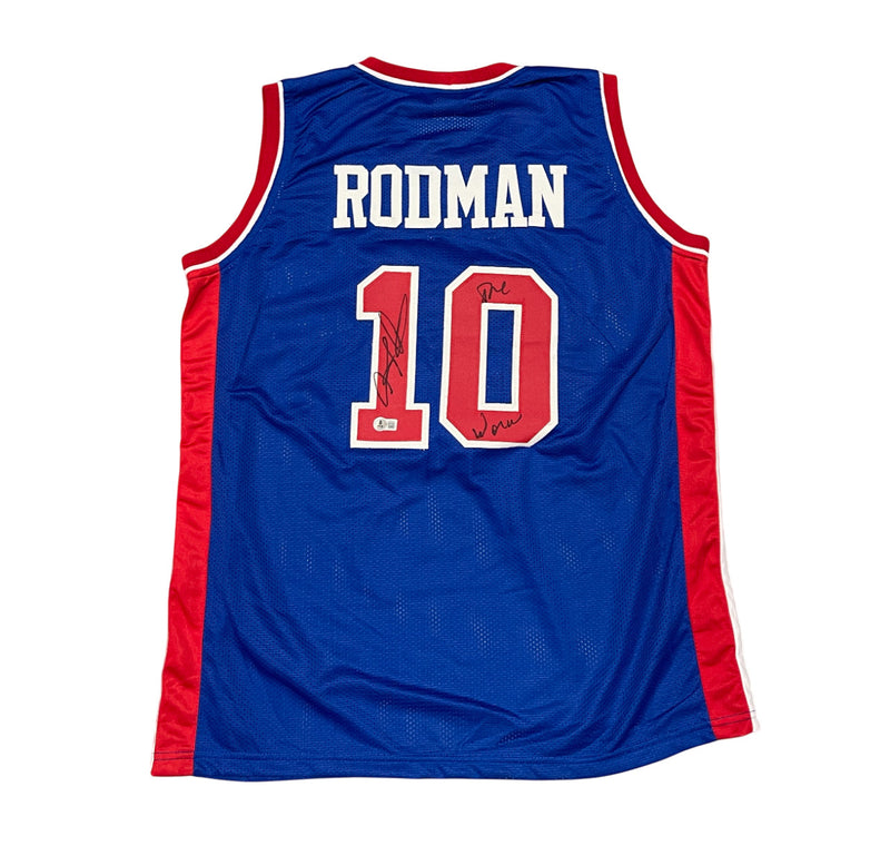 Dennis Rodman Signed Detroit Custom Basketball Jersey "The Worm" BAS