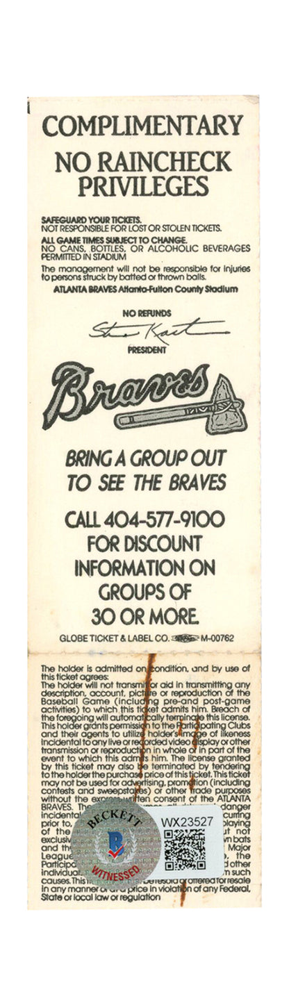 Deion Sanders Signed Atlanta Braves Full Game Ticket (7/15/1991 vs Cubs) BAS