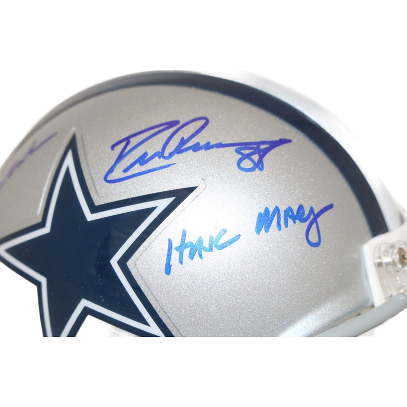 Roger Staubach & Drew Pearson Signed Dallas Cowboys Mini Helmet (Beckett)