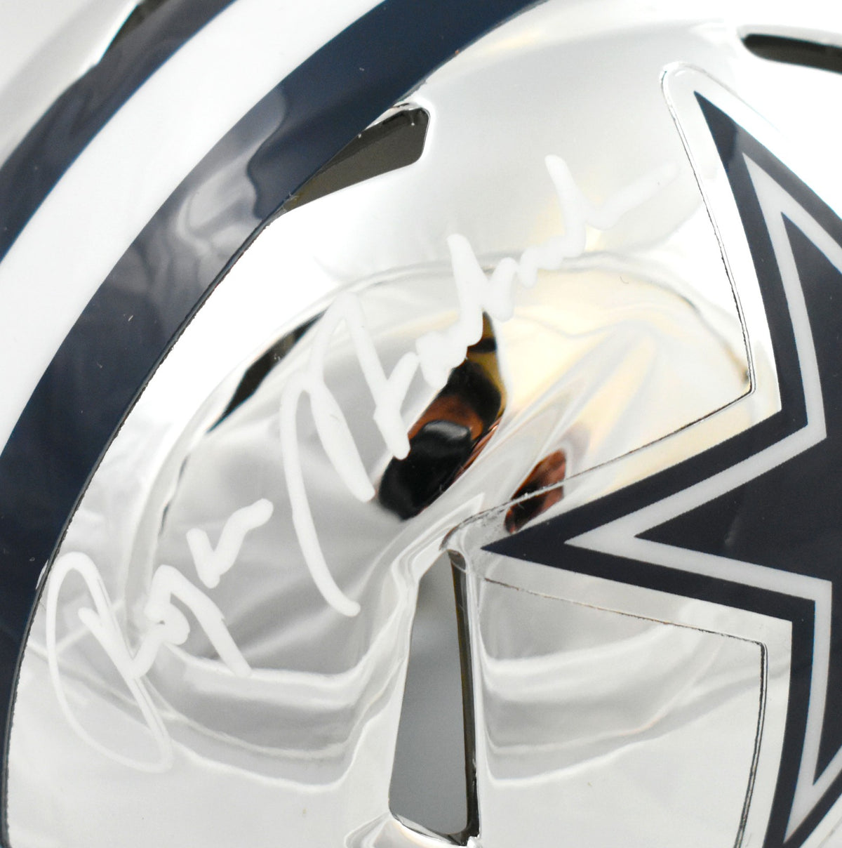 Roger Staubach Signed Dallas Cowboys Chrome Speed Mini Helmet