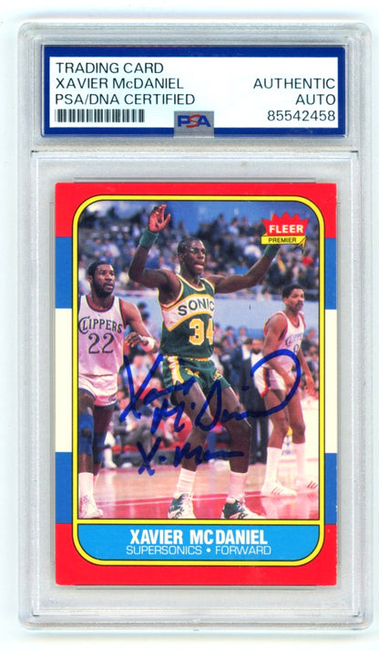 Xavier McDaniel Signed 1986-87 Fleer #72 Rookie Card PSA DNA "X-Man"