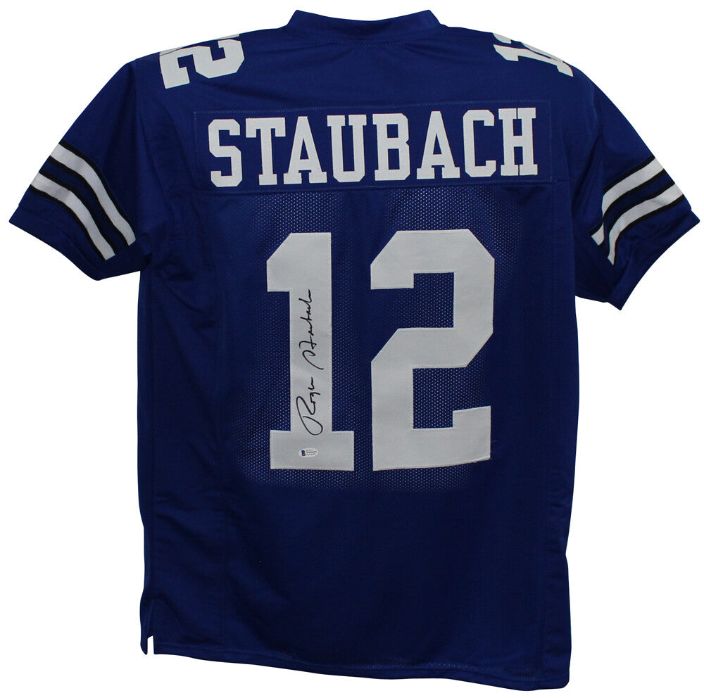 Roger Staubach Signed Dallas Cowboys Pro Style Blue Custom Jersey BAS