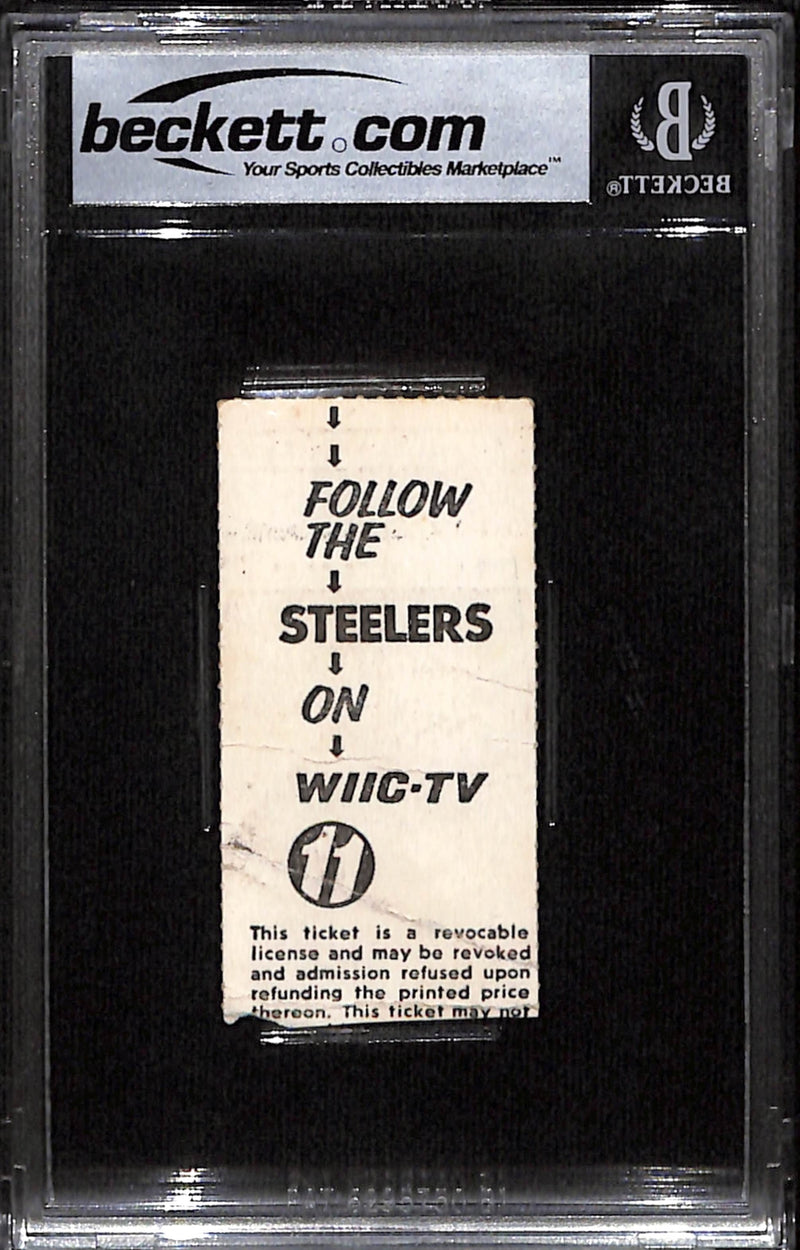 Jack Lambert Signed Pittsburgh Steelers Ticket Stub 12/7/75 Beckett Slab