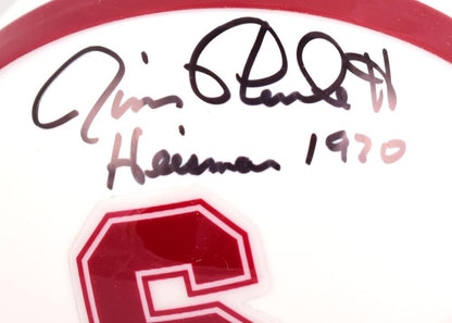 Jim Plunkett Signed Stanford Cardinal Mini Helmet Inscribed Heisman 1970