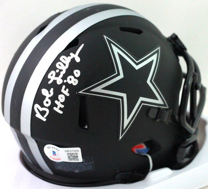 Bob Lilly Signed Dallas Cowboys Eclipse Mini Helmet with HOF Inscription