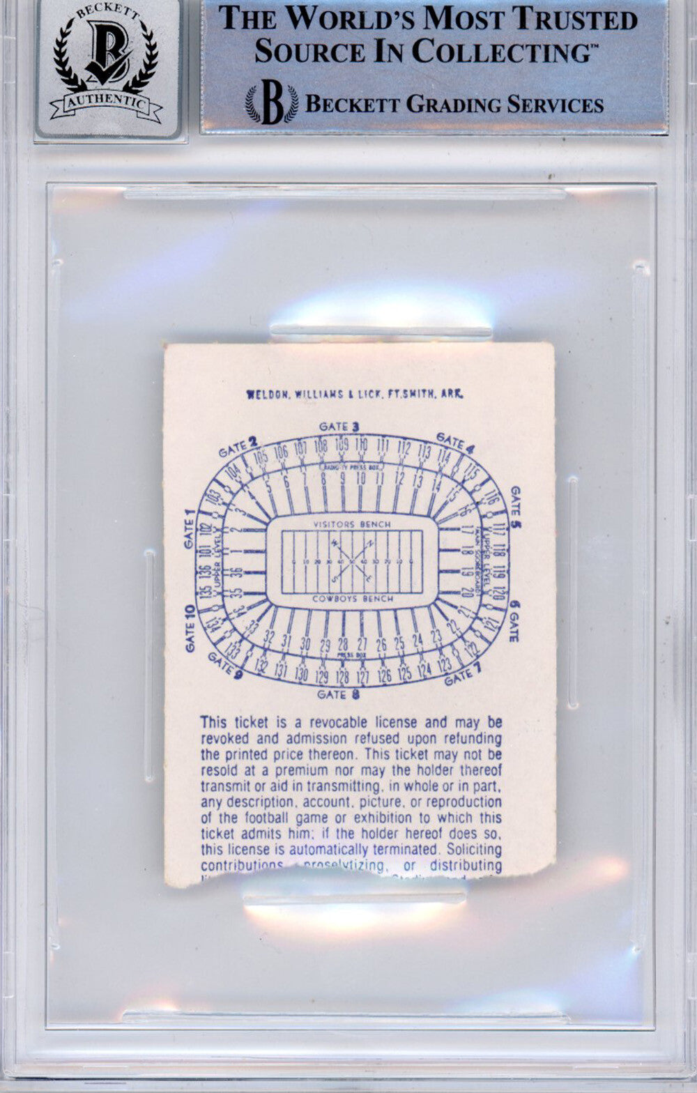 Tony Dorsett Signed 11/22/1979 vs Oilers Ticket Stub Beckett Slabbed