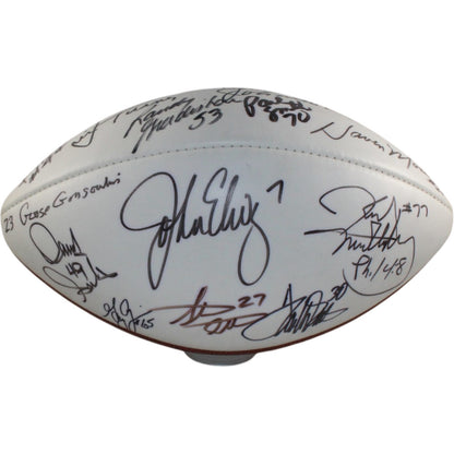 John Elway, Frank Tripucka & Ring of Honor Signed Broncos Logo Football