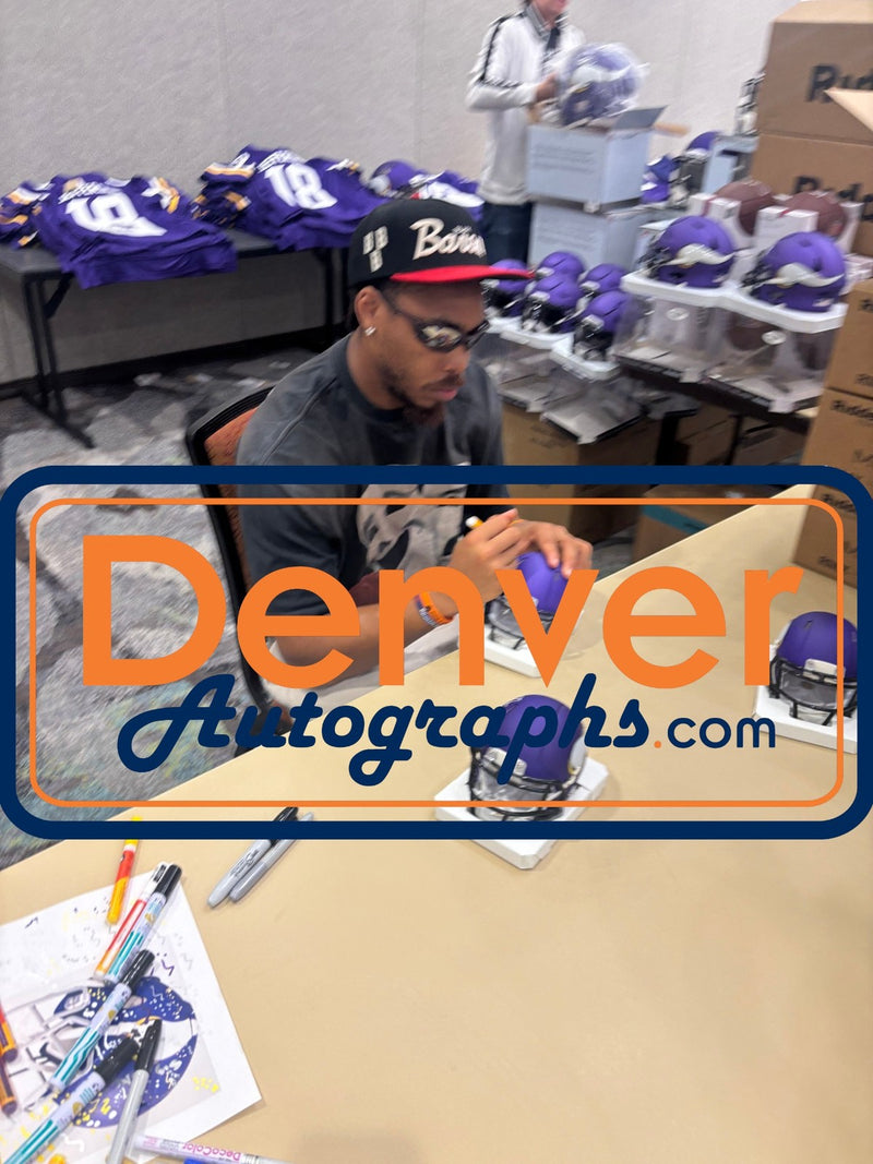 Justin Jefferson Minnesota Vikings Autographed Mini Helmet Beckett Witness