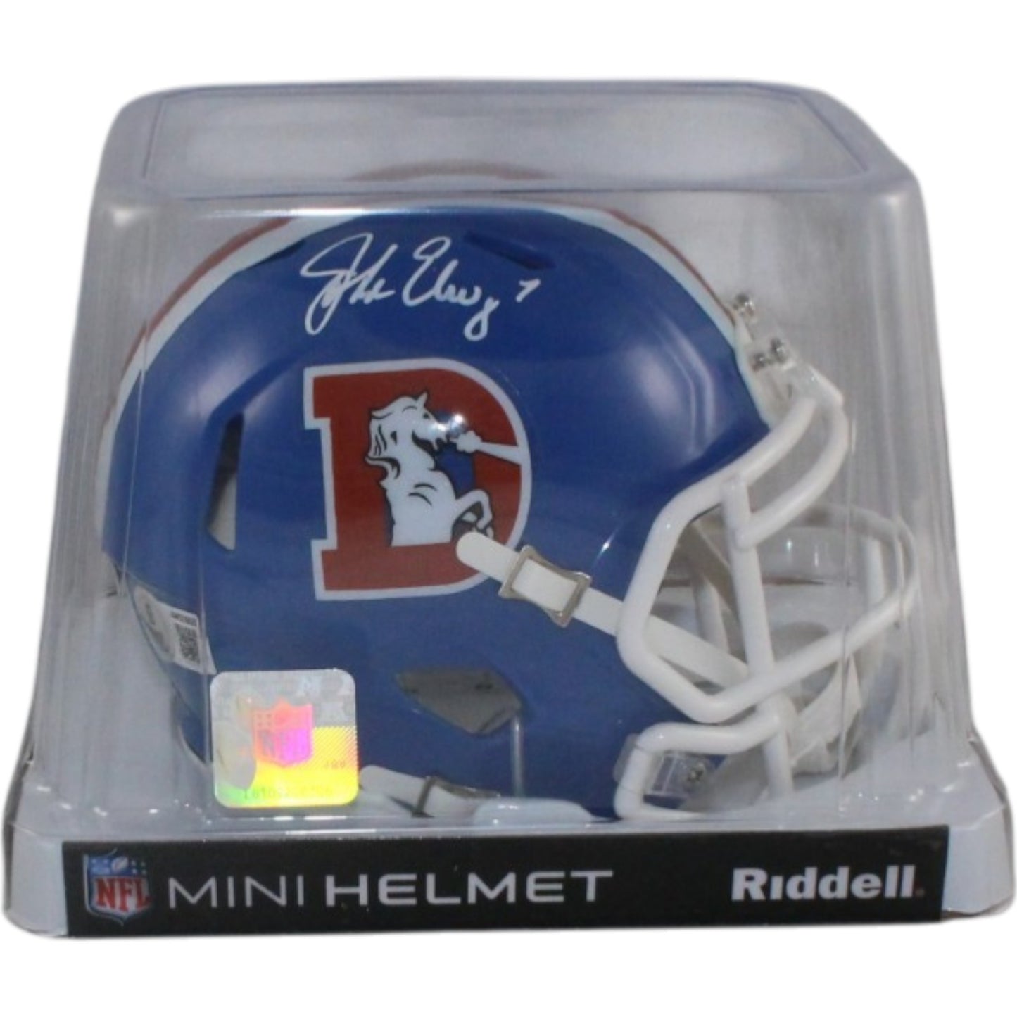 John Elway Denver Broncos Signed Throwback Mini Helmet Beckett Witnessed