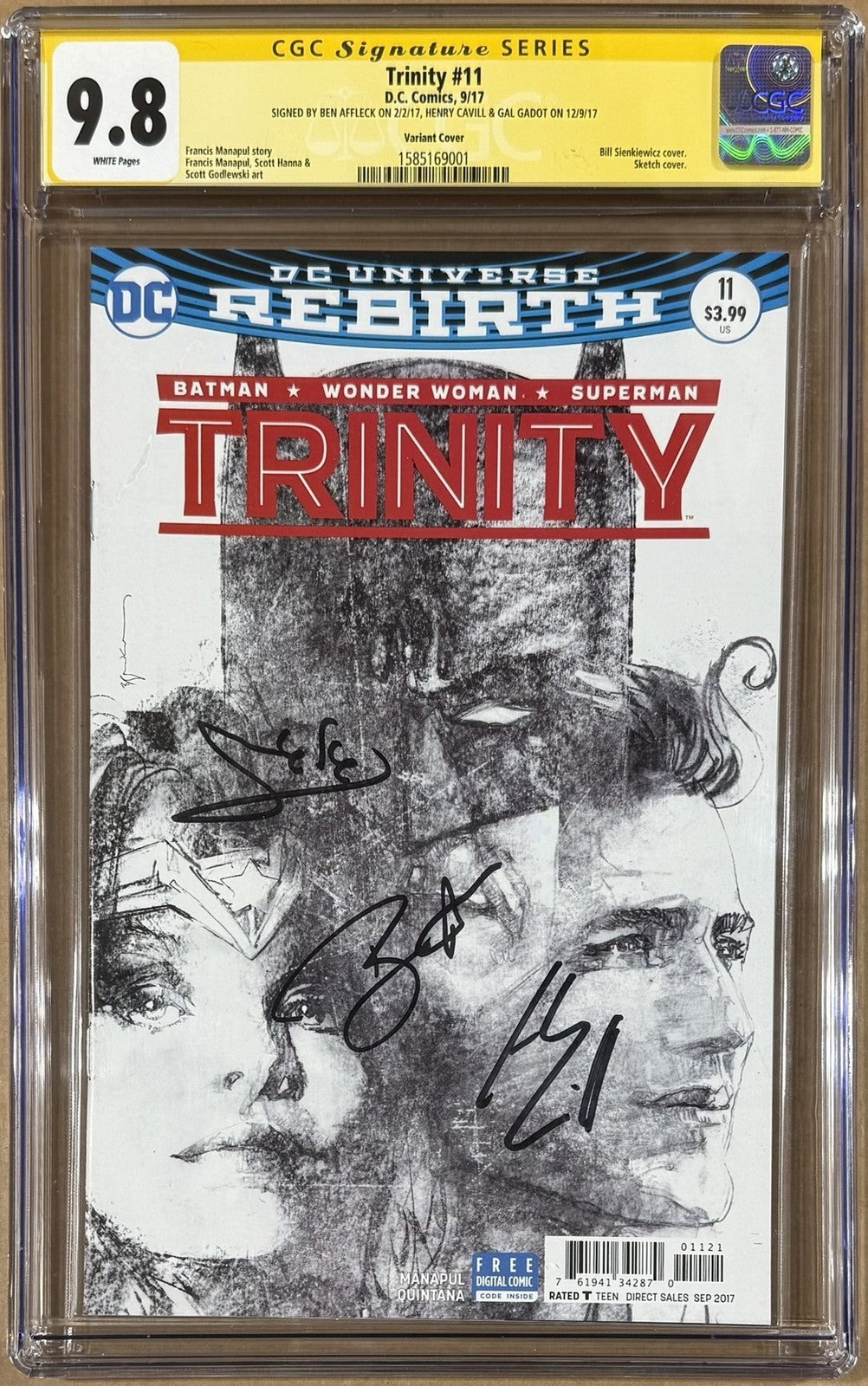 Ben Affleck, Gal Gadot & Henry Cavill Signed Trinity #11 Comic CGC 9.8