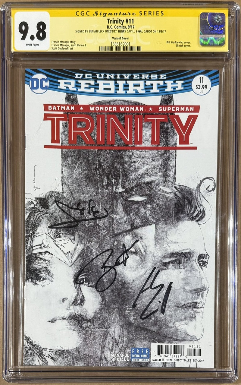 Ben Affleck, Gal Gadot & Henry Cavill Signed Trinity #11 Comic CGC 9.8