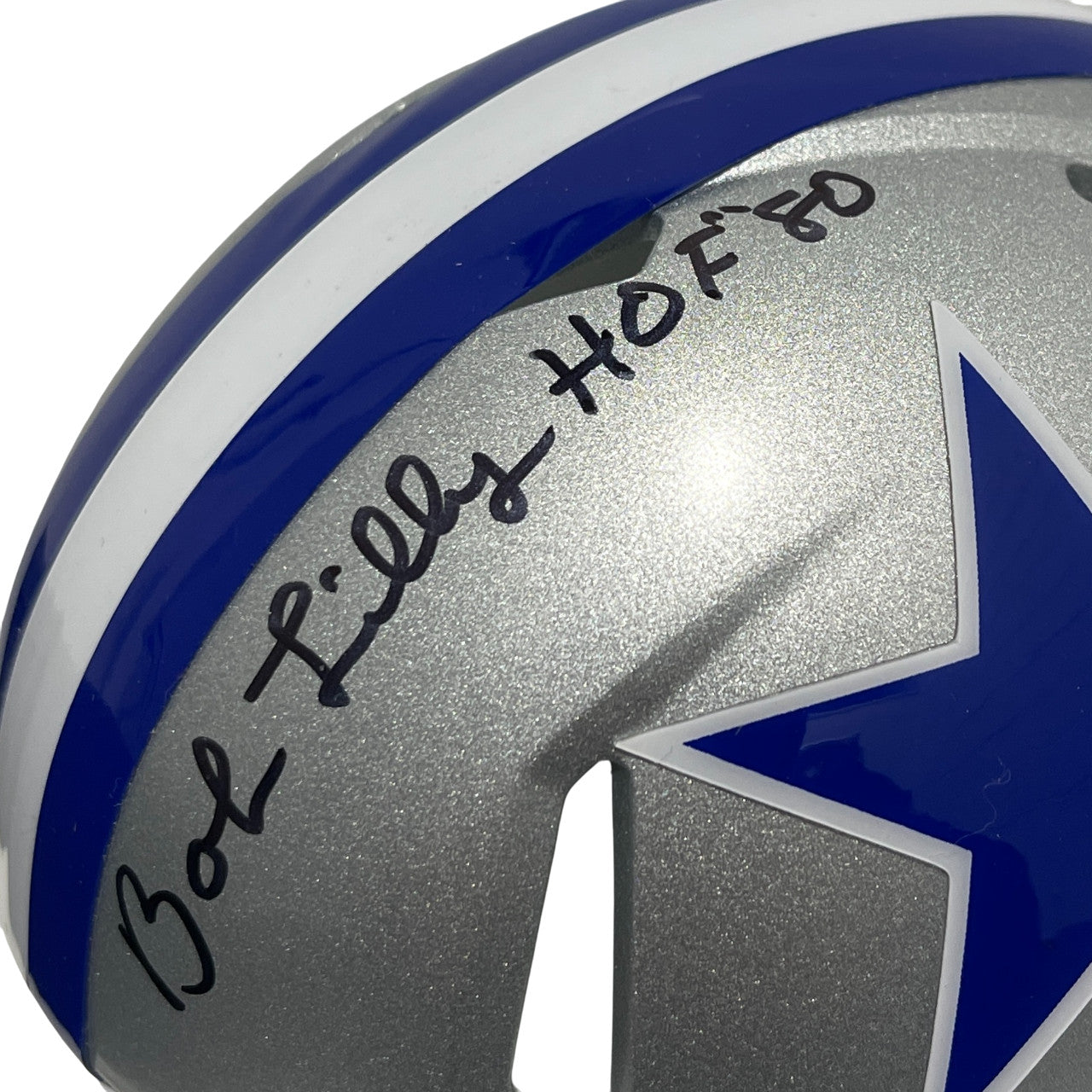 Bob Lilly Signed Dallas Cowboys Throwback Mini Helmet with 4 Inscriptions