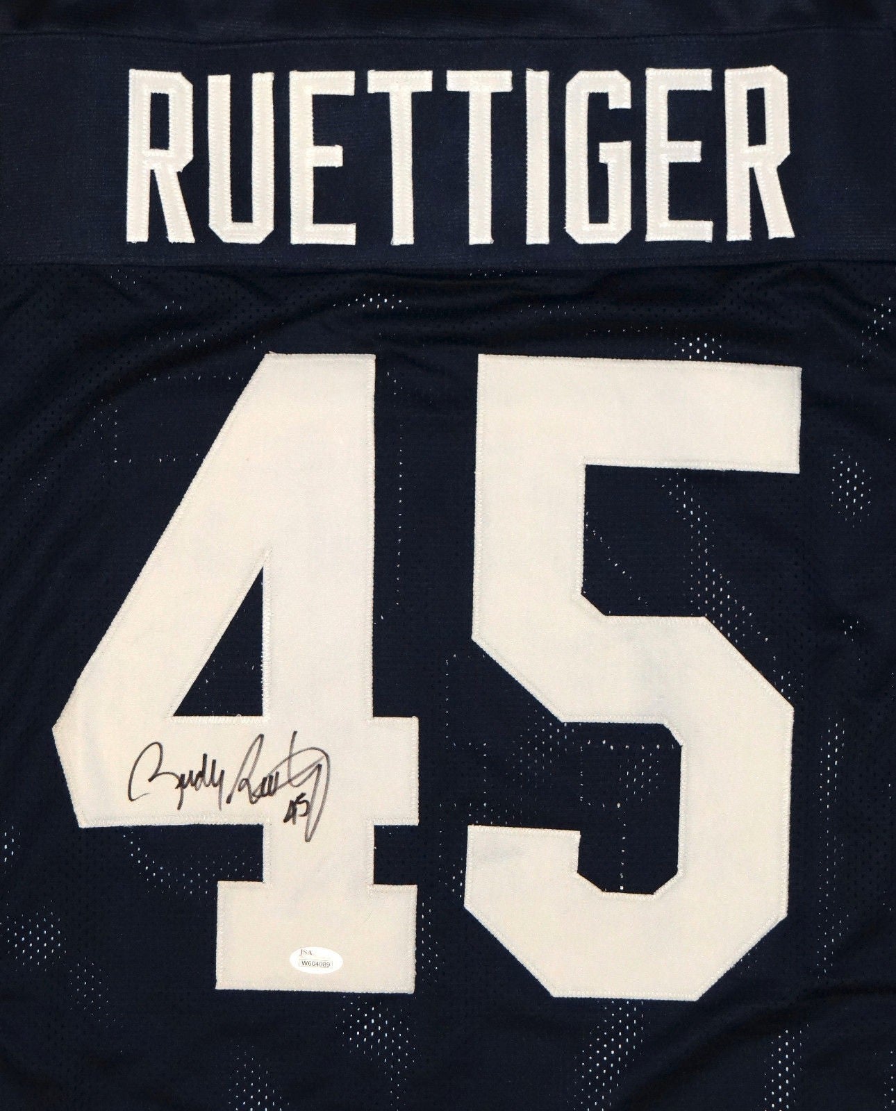 Rudy Ruettiger Autographed Navy Blue Custom College Style Jersey