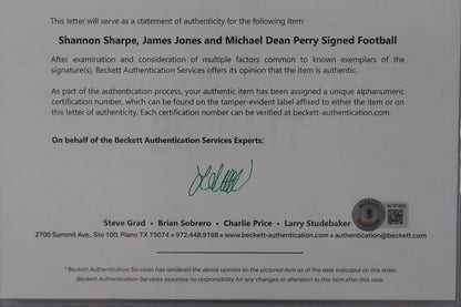 Shannon Sharpe, James Jones & Michael Dean Perry Signed Broncos Mini Football