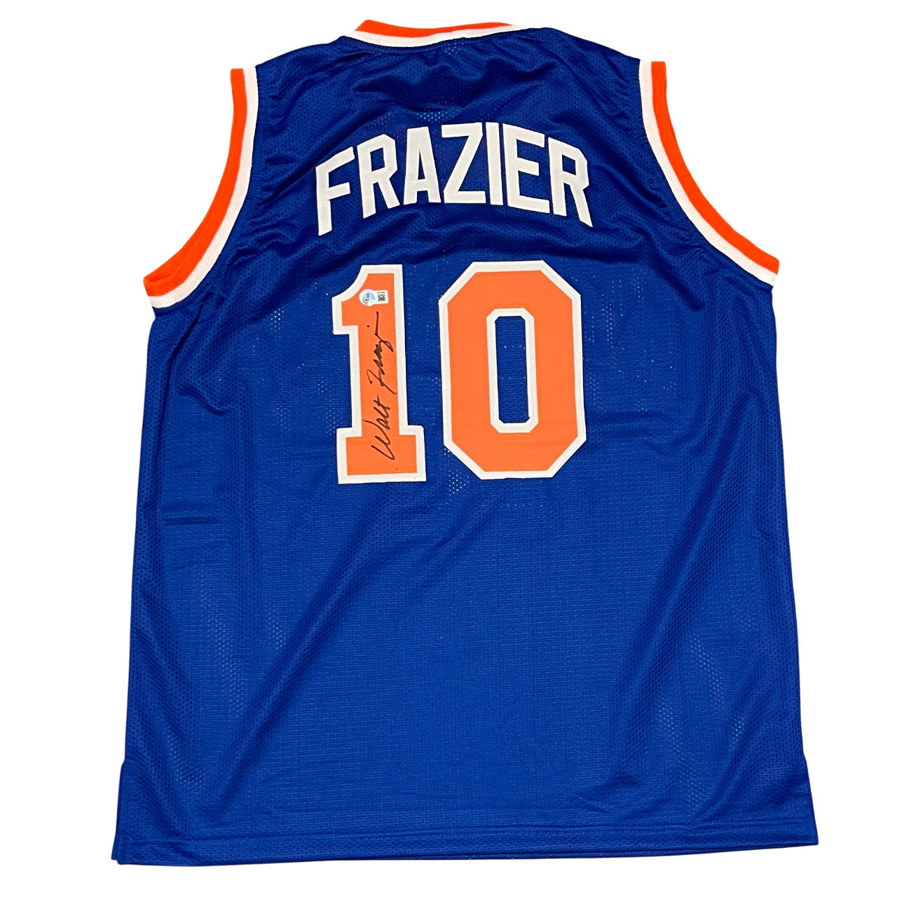 Walt Frazier Signed New York Knicks Custom Basketball Jersey Beckett Witnessed