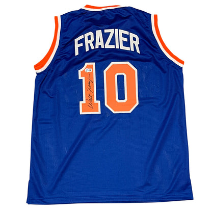 Walt Frazier Signed New York Knicks Custom Basketball Jersey Beckett Witnessed