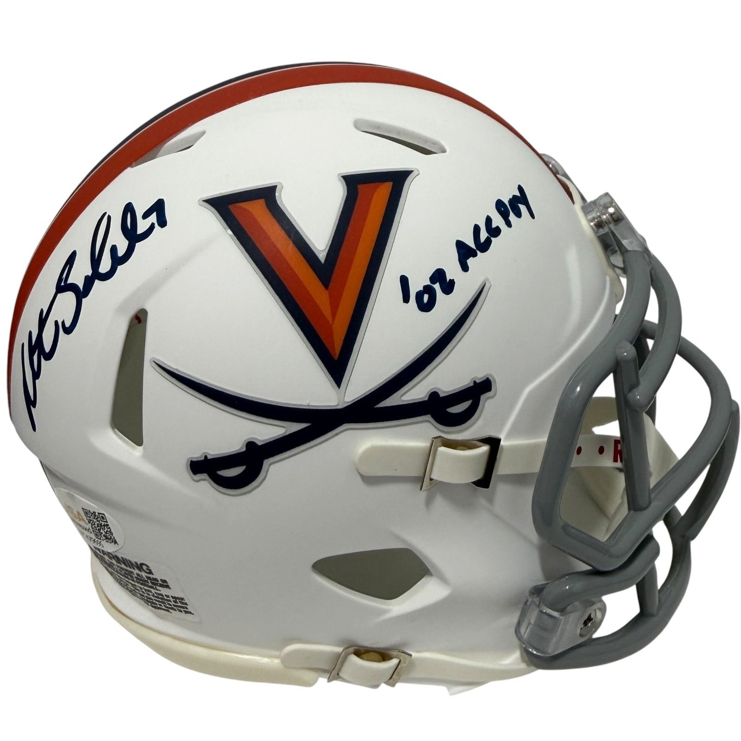 Matt Schaub Signed Virginia Cavaliers Mini Helmet (02 ACC POY) JSA Witness