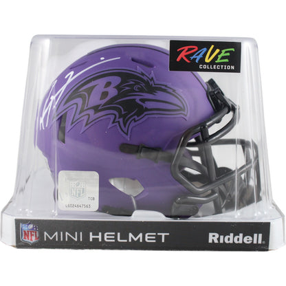 Ray Lewis Signed Baltimore Ravens Rave Mini Helmet Beckett COA
