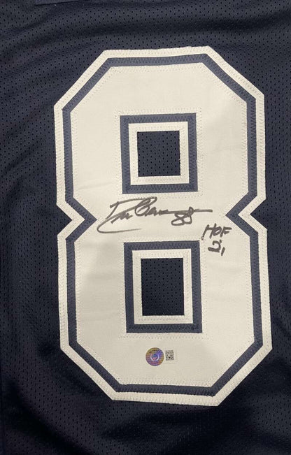 Drew Pearson Signed Dallas Cowboys Navy Custom Jersey (HOF 21)