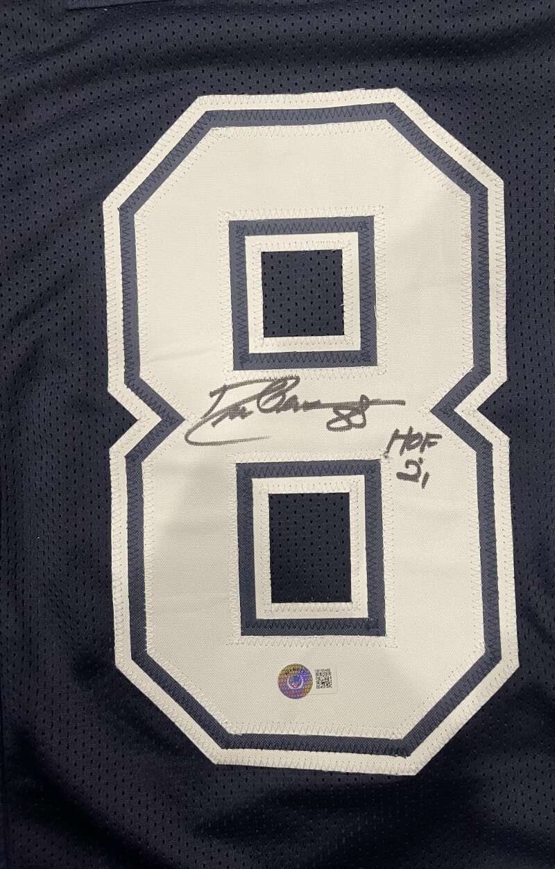 Drew Pearson Signed Dallas Cowboys Navy Custom Jersey (HOF 21)