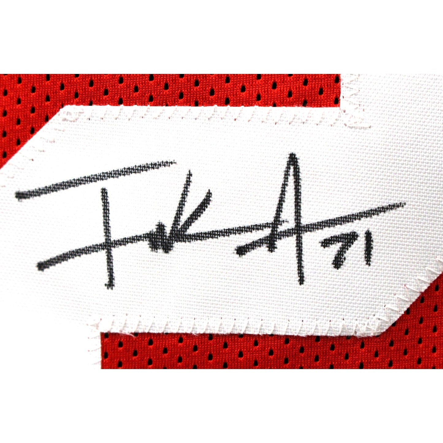 Frank Gore Autographed Pro Style Red Jersey (Beckett Witnessed)