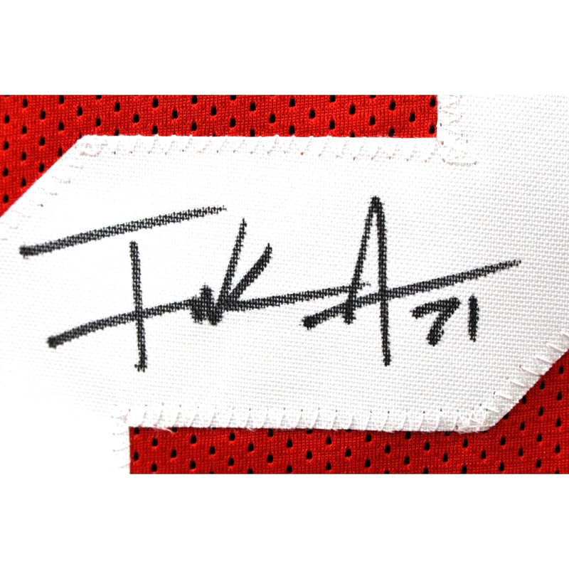 Frank Gore Autographed Pro Style Red Jersey (Beckett Witnessed)