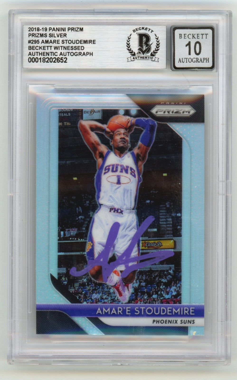 Amar'e Stoudemire Signed 2018-19 Panini Prizm Silver Card BGS 10