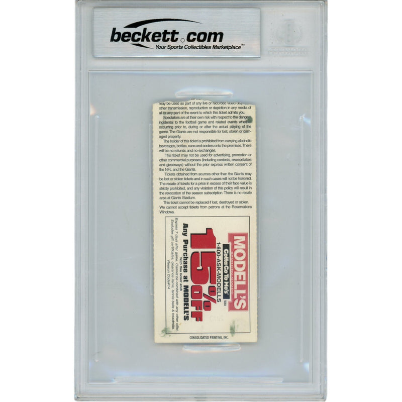 Michael Strahan Autographed New York Giants 1/9/94 Ticket Stub Beckett Slabbed