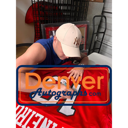 Eddie Pineiro Autographed Red Custom Jersey