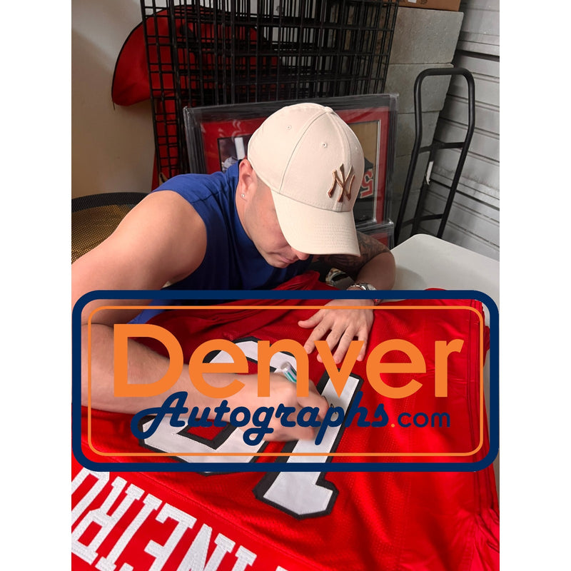 Eddie Pineiro Autographed Red Custom Jersey