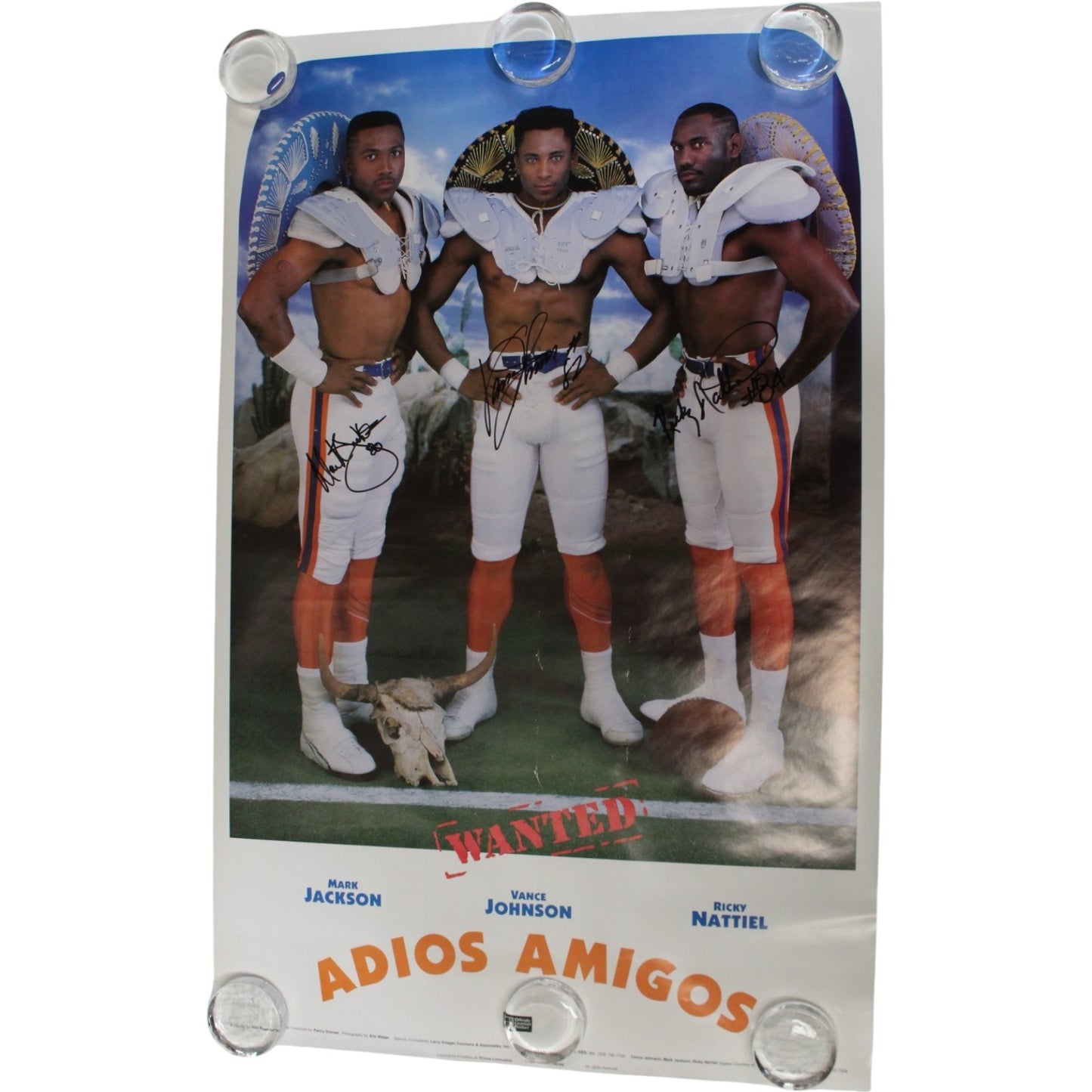 Mark Jackson, Vance Johnson & Ricky Nattiel Signed Three Amigos 1987 Poster
