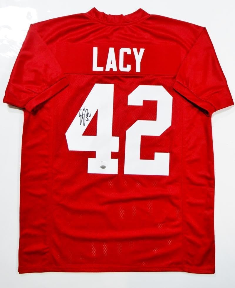 Eddie Lacy Signed Crimson Custom College Style Jersey