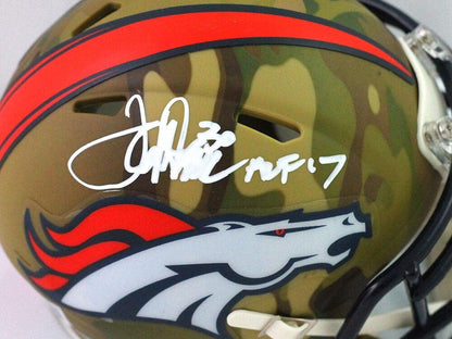 Terrell Davis Signed Denver Broncos Camo Mini Helmet HOF Inscribed