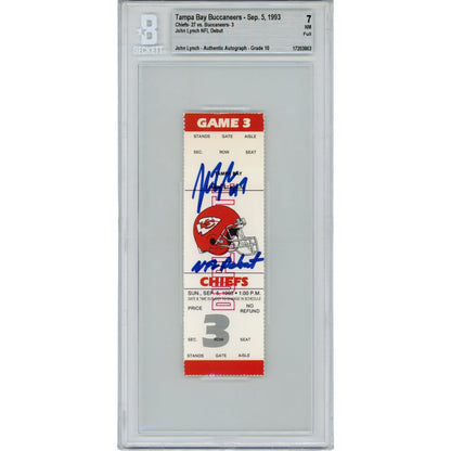 John Lynch Signed Tampa Bay Buccaneers NFL Debut Ticket Stub BAS Slabbed