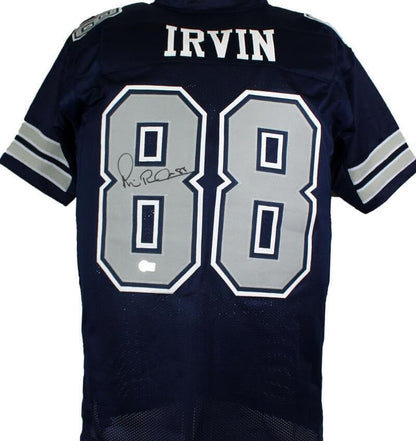 Michael Irvin Autographed Blue and Grey Custom Jersey