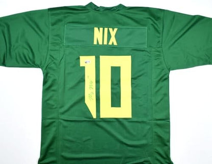 Bo Nix Signed Green Custom College Style Football Jersey