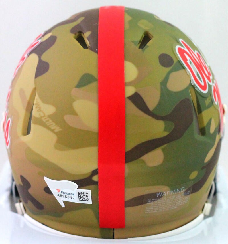 Eli Manning Signed Ole Miss Rebels Camo Speed Mini Helmet