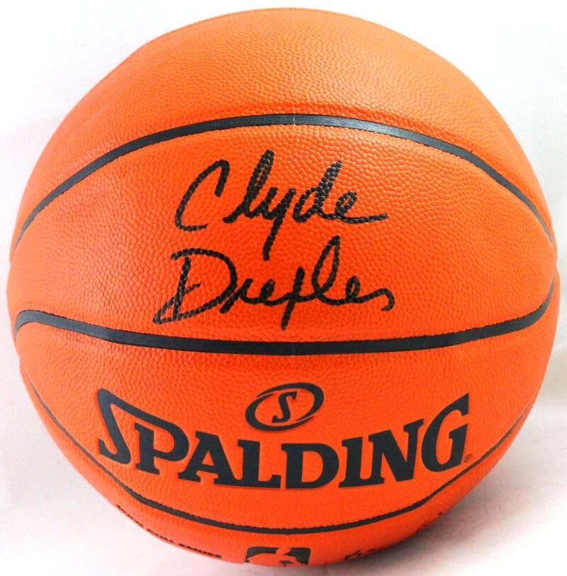Clyde Drexler Autographed Spalding Black NBA Basketball