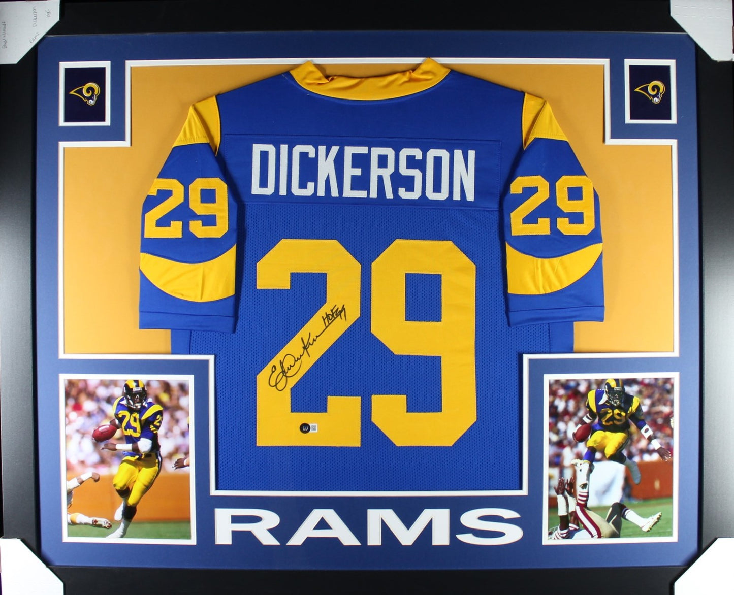 Eric Dickerson Autographed Blue Pro Style Framed Jersey
