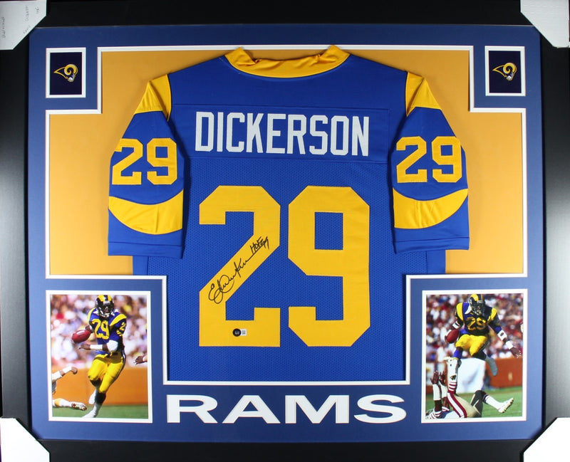Eric Dickerson Autographed Blue Pro Style Framed Jersey