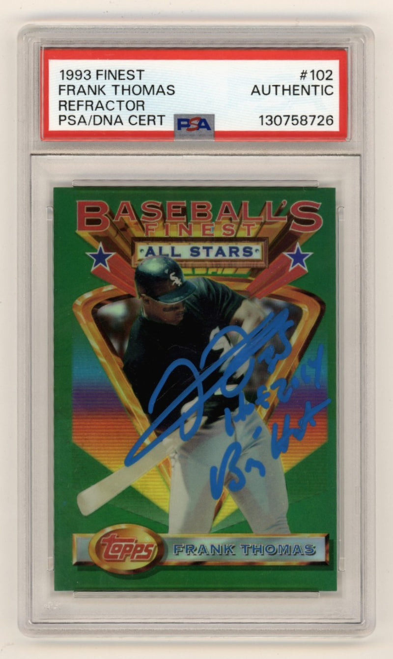 Frank Thomas Autographed 1993 Topps Finest Refractor #102 Card White Sox PSA