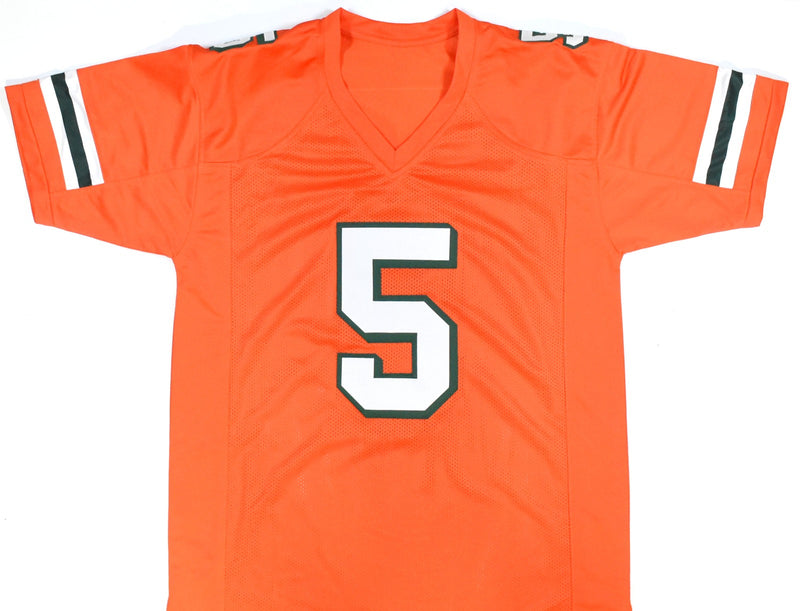 Edgerrin James Signed Miami Hurricanes Custom Orange Jersey