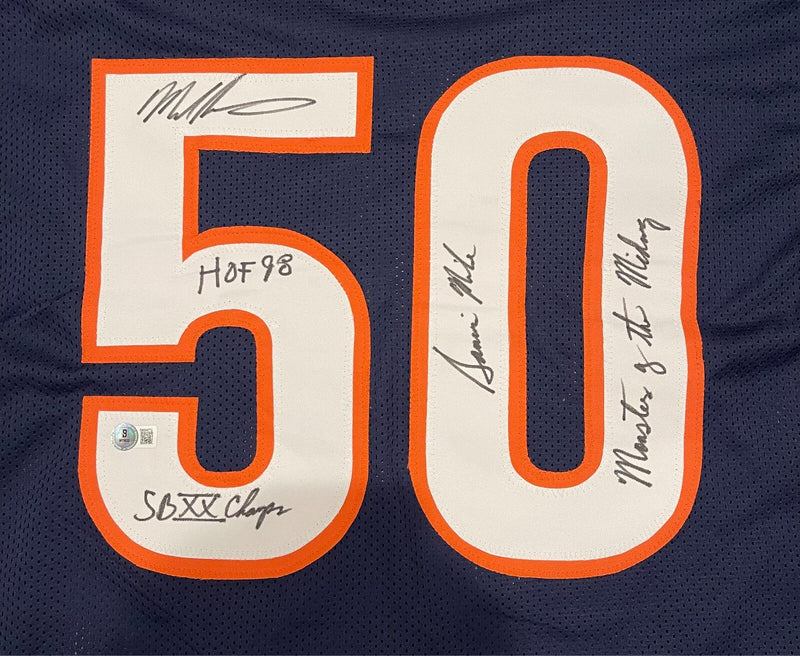Mike Singletary Signed Chicago Bears Custom Jersey 4 Inscriptions BAS